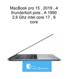 Macbook pro 15´ 2019, 4 Thunderbolt Pots, A1990